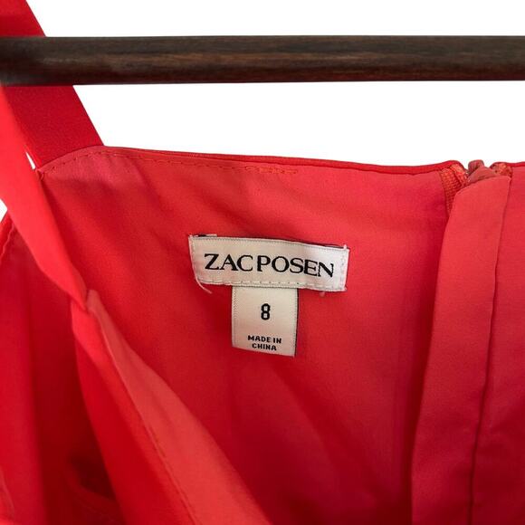 ZAC POSEN Red Flouncy Mini Cocktail Dress Flirty Evening Size 8 - Picture 7 of 10